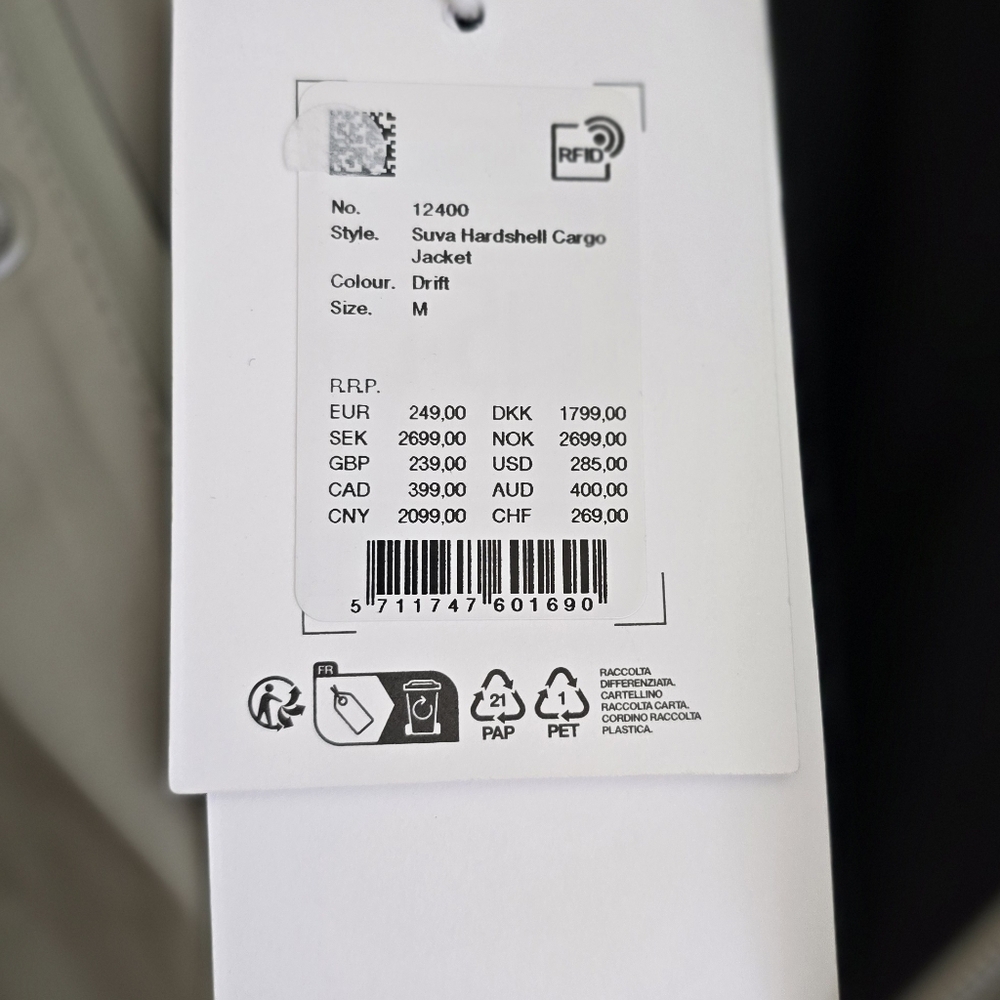 NWT! RAINS, UNISEX, Suva Hardshell Cargo Jacket, Drift, Size Medium, MSRP $285 - Picture 15 of 16